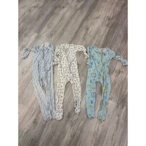 Bellabu Bear Bamboo Viscose Footie Pajamas Bundle Milk Cookies Lemonade 12-18M